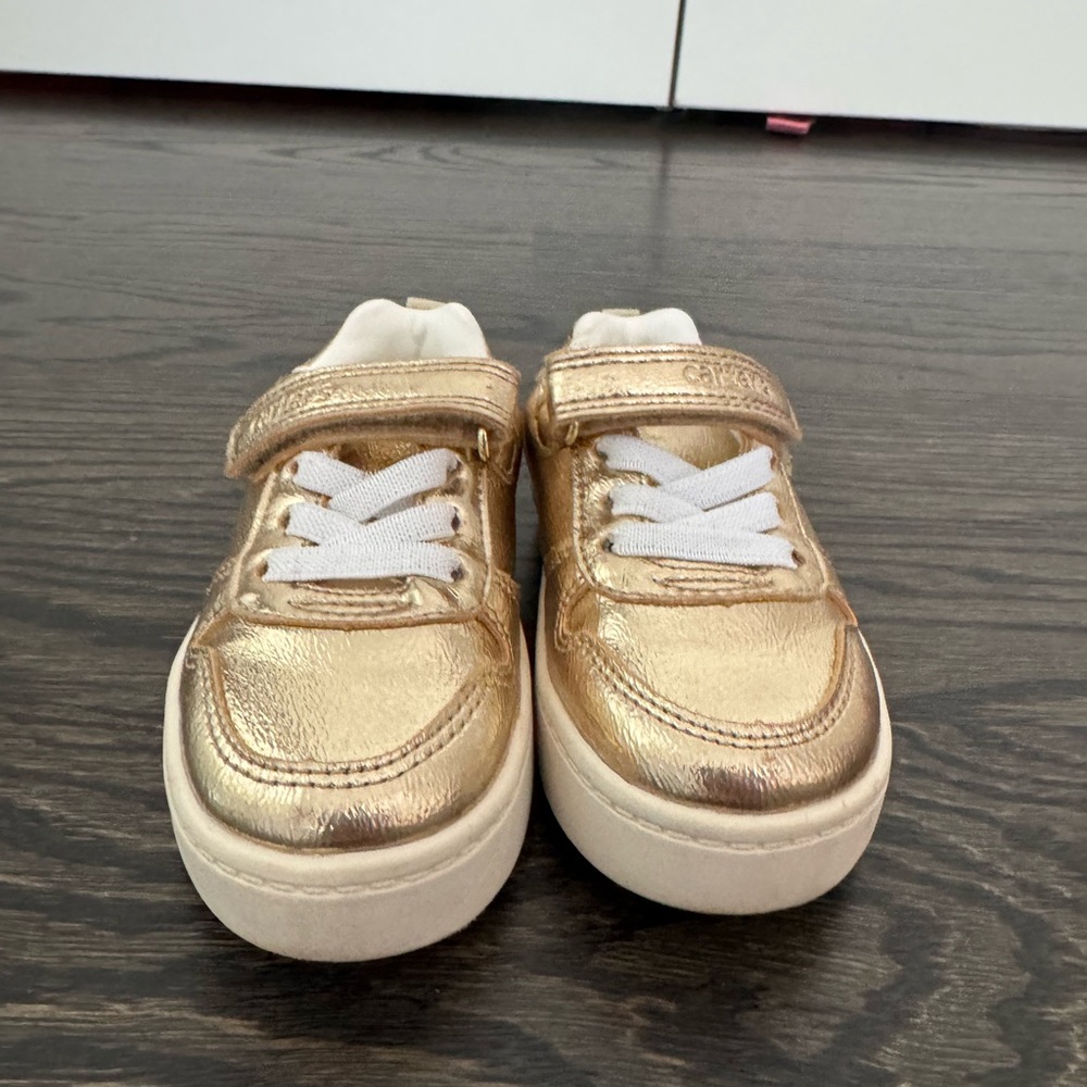 Carters Size 6 Gold Kids Shoes with Velcro Strap